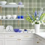 Brewster Home Fashions Sala Green Plaid Wallpaper | Wallpaper Twins Brewster Home Fashions Sala Green Plaid Wallpaper - SKU 2980-92122