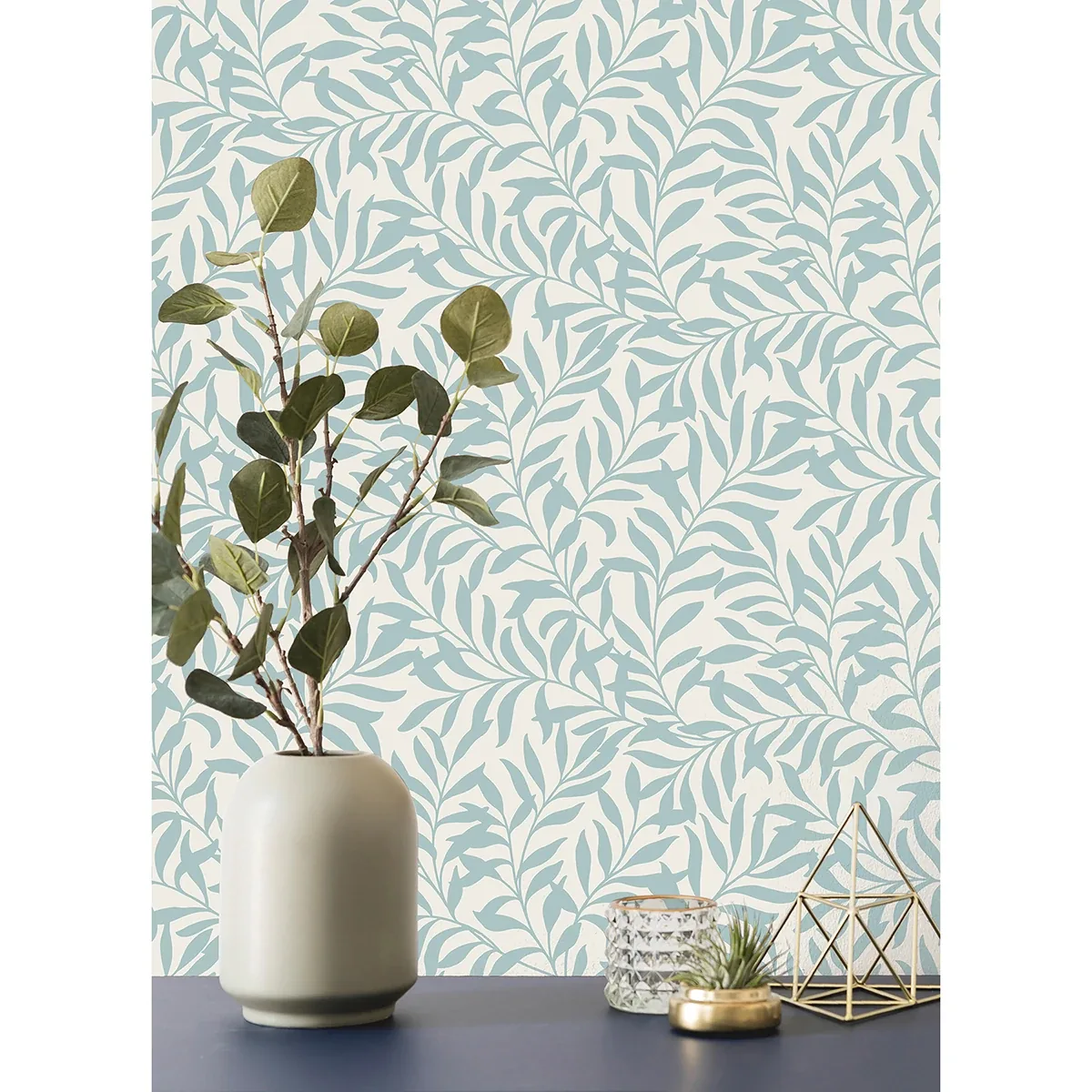 Brewster Home Fashions Salix Light Blue Leaf Wallpaper - SKU M1669