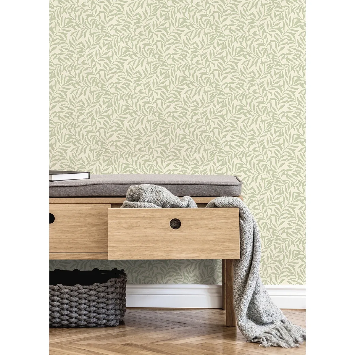 Brewster Home Fashions Salix Sage Leaf Wallpaper - SKU M1667