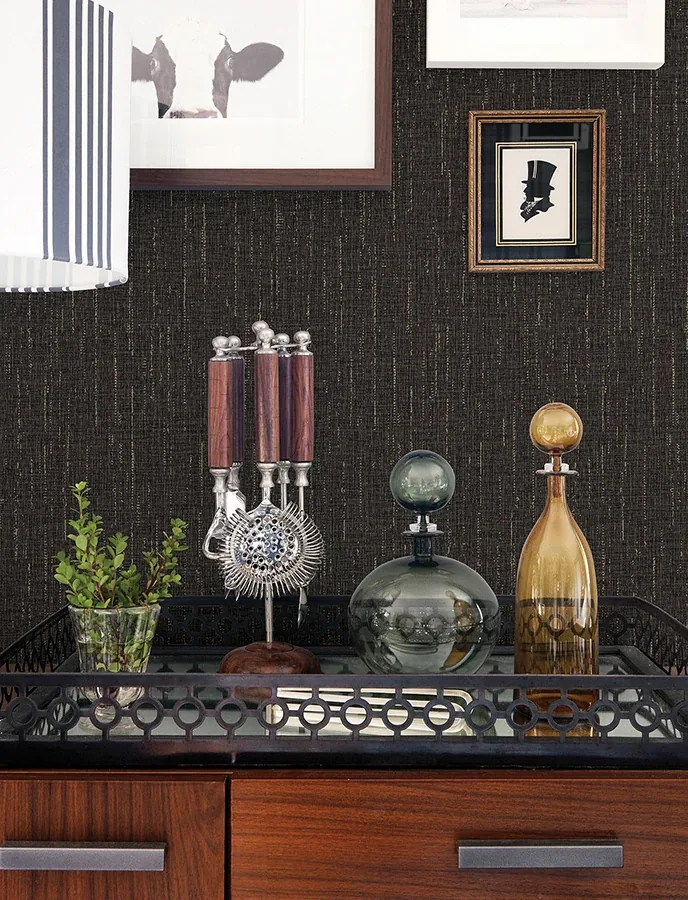 Brewster Home Fashions Sanburn Brown Metallic Linen Wallpaper - SKU 4144-9147