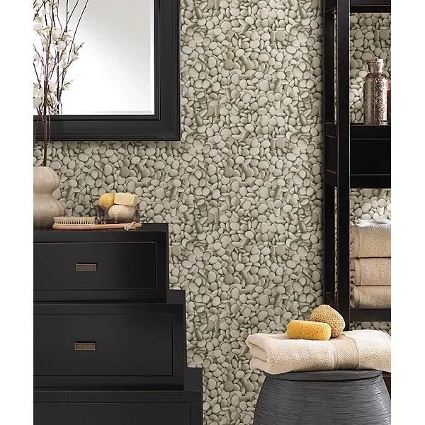 Brewster Home Fashions Sante Taupe Pebbles Wallpaper - SKU 412-56928