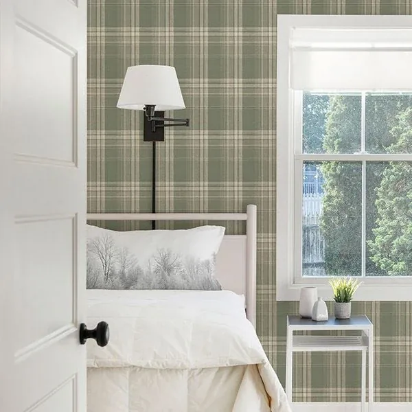 Brewster Home Fashions Saranac Sage Flannel Wallpaper - SKU 3118-12673