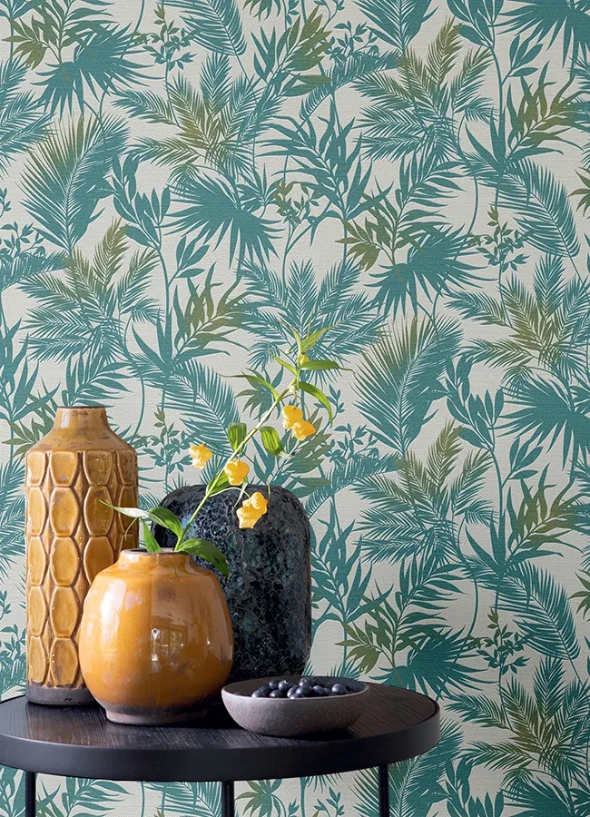 Brewster Home Fashions Saura Teal Frond Wallpaper - SKU 2980-704112
