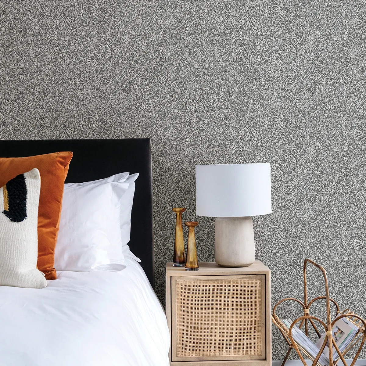 Brewster Home Fashions Sayuri Charcoal Leaf Trail Wallpaper | Wallpaper Twins Brewster Home Fashions Sayuri Charcoal Leaf Trail Wallpaper - SKU 4035-37837-2