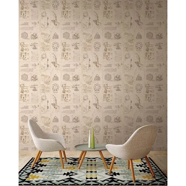 Brewster Home Fashions Schizzi Papiro Beige Sketch Wallpaper - SKU SR23031
