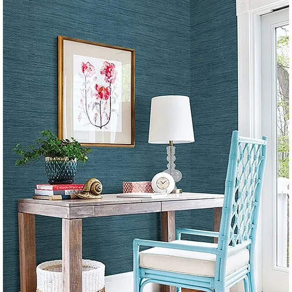 Brewster Home Fashions Sea Grass Blue Faux Grasscloth Wallpaper - SKU FD23286