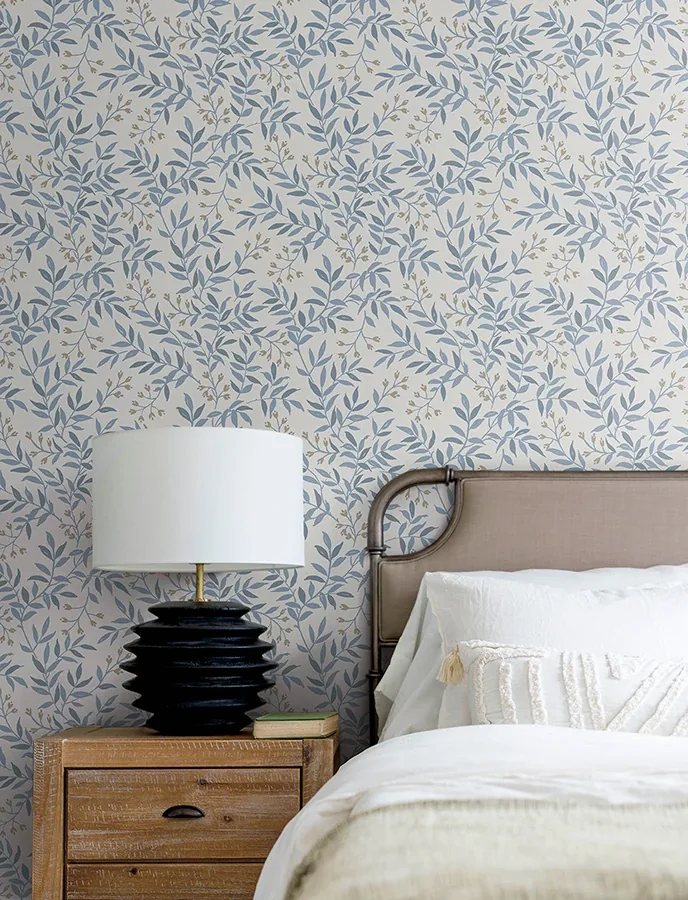 Brewster Home Fashions Senna Blue Budding Vines Wallpaper | Wallpaper Twins Brewster Home Fashions Senna Blue Budding Vines Wallpaper - SKU 4134-72521