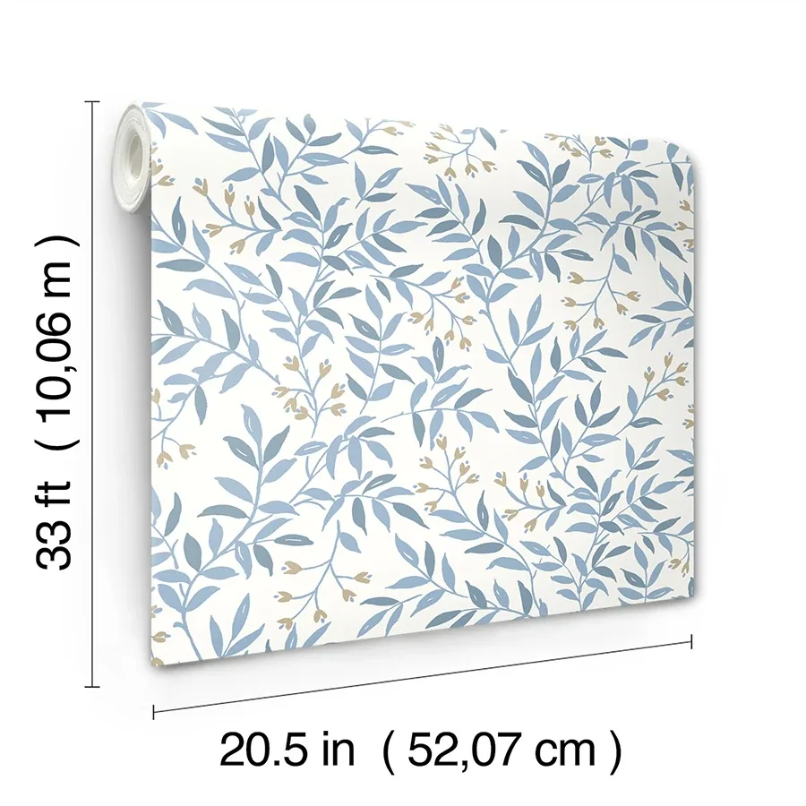 Brewster Home Fashions Senna Blue Budding Vines Wallpaper | Wallpaper Twins Brewster Home Fashions Senna Blue Budding Vines Wallpaper - SKU 4134-72521