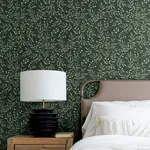 Brewster Home Fashions Senna Evergreen Budding Vines Wallpaper - SKU 4134-72518