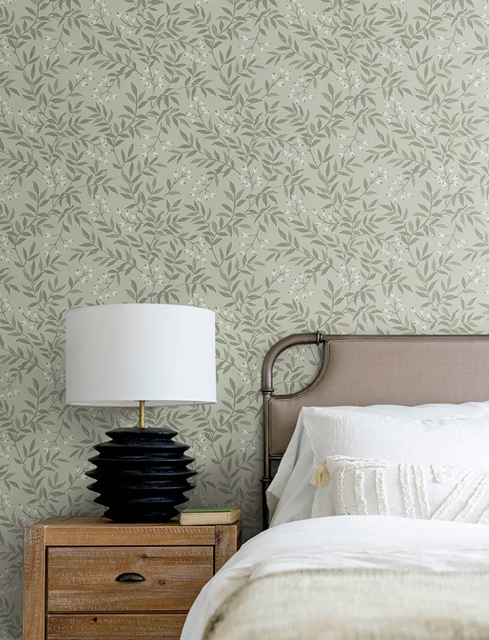 Brewster Home Fashions Senna Green Budding Vines Wallpaper | Wallpaper Twins Brewster Home Fashions Senna Green Budding Vines Wallpaper - SKU 4134-72523