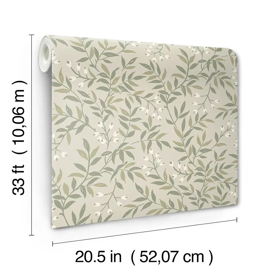 Brewster Home Fashions Senna Green Budding Vines Wallpaper | Wallpaper Twins Brewster Home Fashions Senna Green Budding Vines Wallpaper - SKU 4134-72523