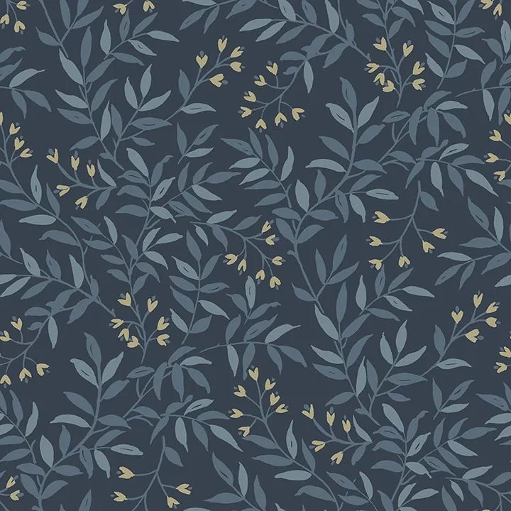 4134-72520 | Senna Navy Budding Vines Wallpaper