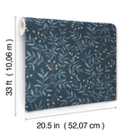 Brewster Home Fashions Senna Navy Budding Vines Wallpaper - SKU 4134-72520