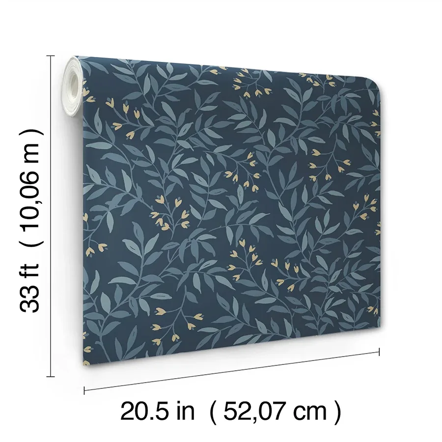 Brewster Home Fashions Senna Navy Budding Vines Wallpaper - SKU 4134-72520