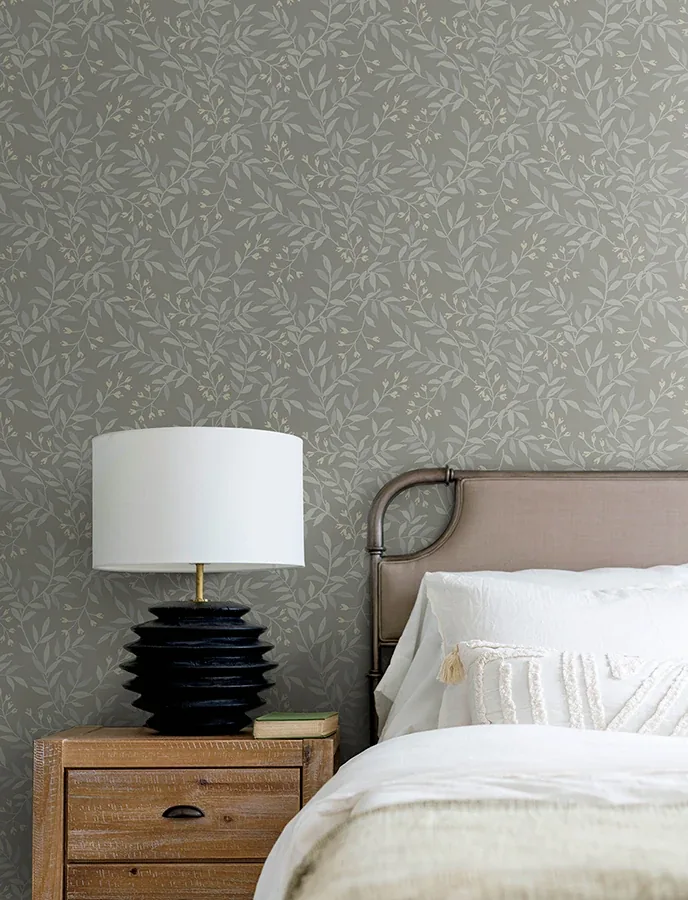 Brewster Home Fashions Senna Silver Budding Vines Wallpaper | Wallpaper Twins Brewster Home Fashions Senna Silver Budding Vines Wallpaper - SKU 4134-72522