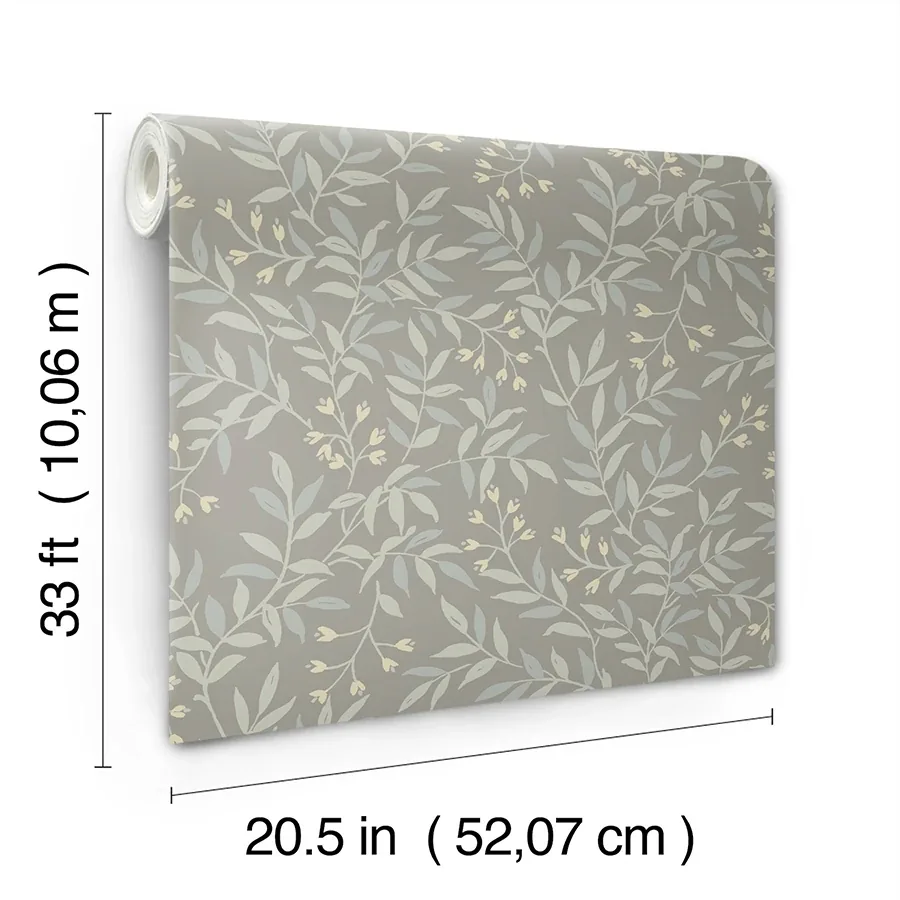 Brewster Home Fashions Senna Silver Budding Vines Wallpaper | Wallpaper Twins Brewster Home Fashions Senna Silver Budding Vines Wallpaper - SKU 4134-72522