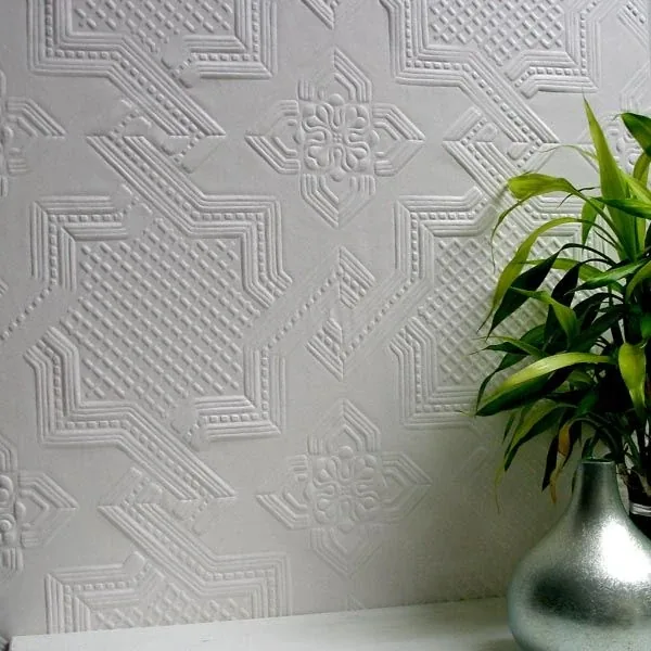 Brewster Home Fashions Seymour White Paintable Supaglypta Wallpaper - SKU 437-RD0655