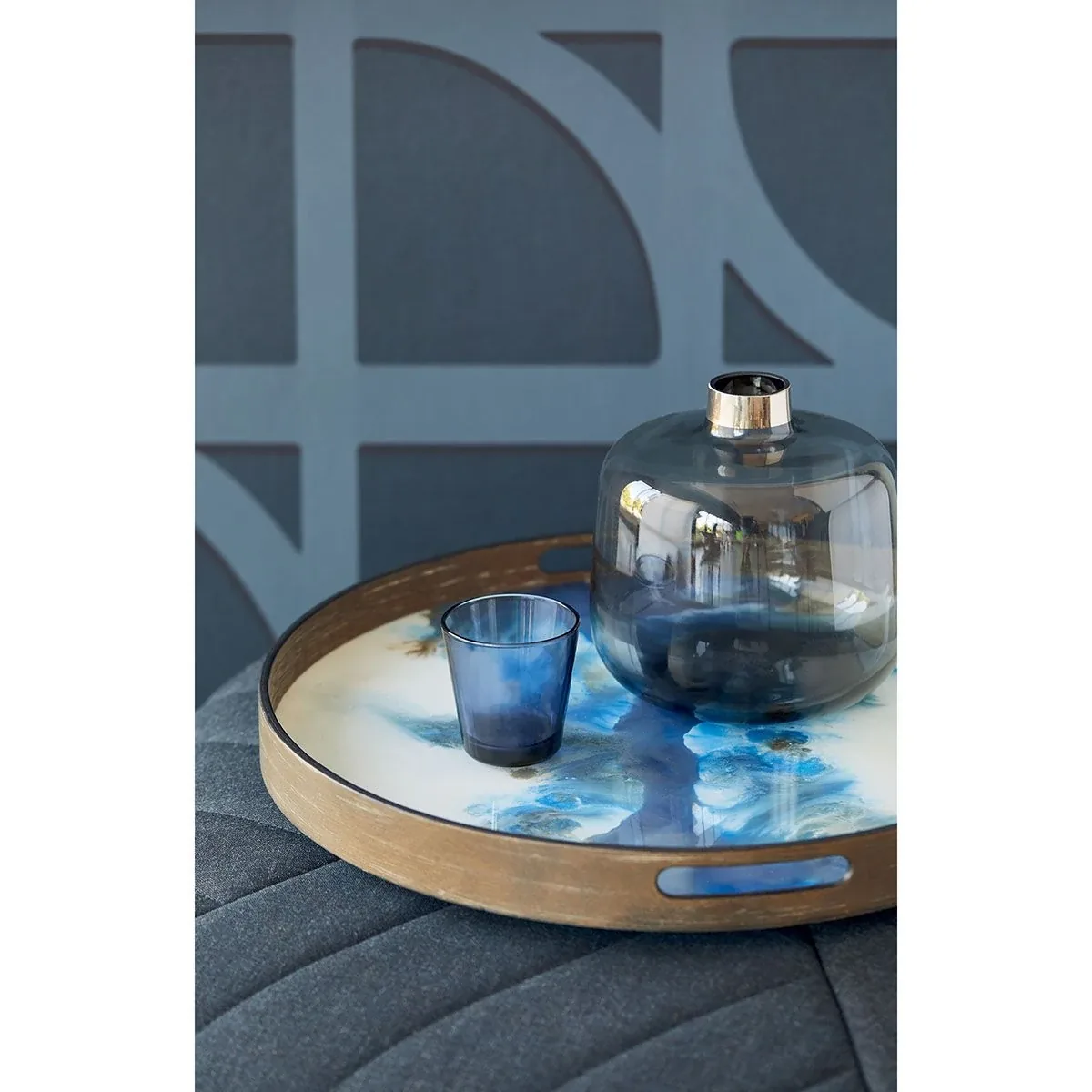 Brewster Home Fashions Shapes Dark Blue Curved Trellis Wallpaper - SKU 395805