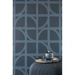 Brewster Home Fashions Shapes Dark Blue Curved Trellis Wallpaper - SKU 395805