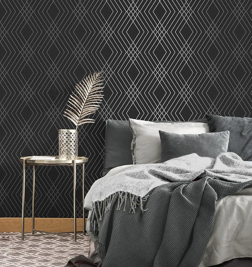 Brewster Home Fashions Shard Black Trellis Wallpaper - SKU FD43614