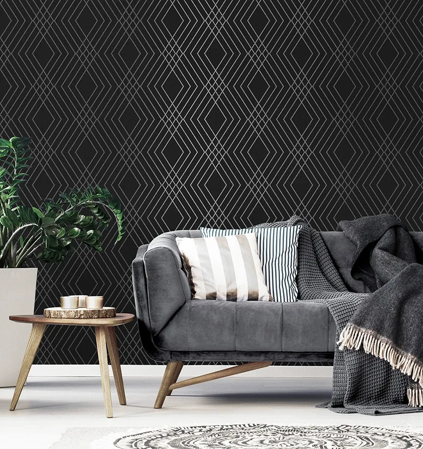 Brewster Home Fashions Shard Black Trellis Wallpaper - SKU FD43614