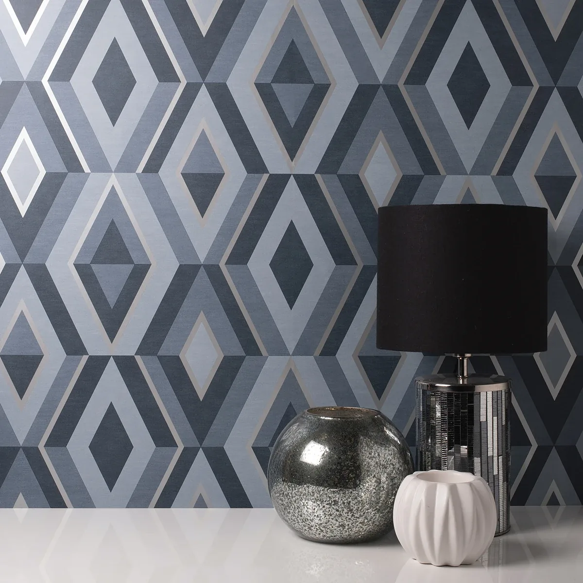 Brewster Home Fashions Shard Blue Geometric Wallpaper - SKU FD42608
