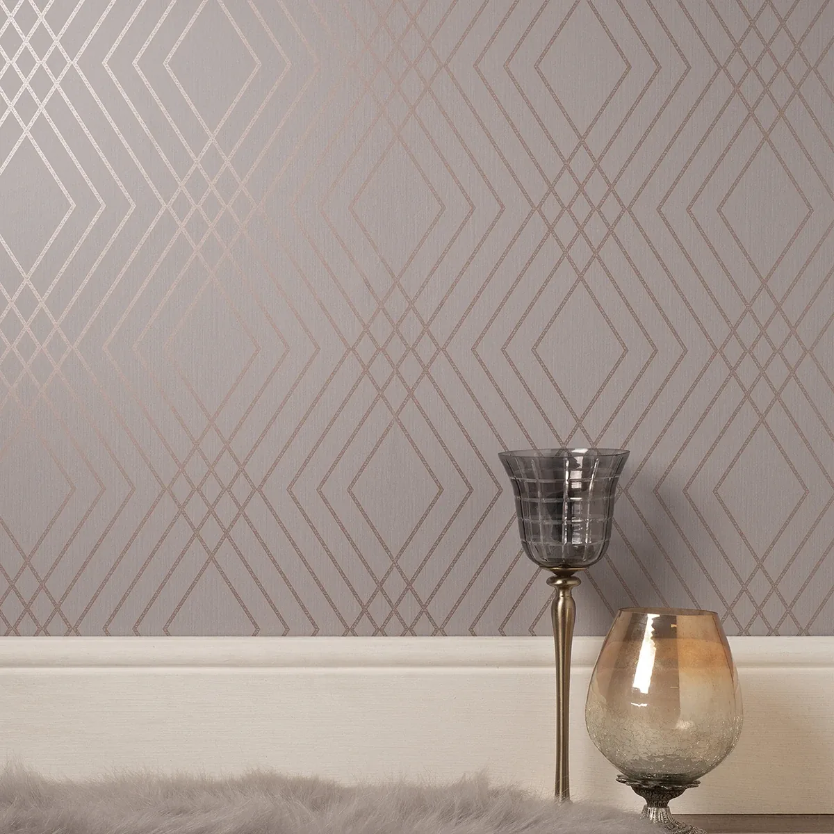 Brewster Home Fashions Shard Grey Trellis Wallpaper - SKU FD42604