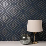 Brewster Home Fashions Shard Navy Trellis Wallpaper - SKU FD42605