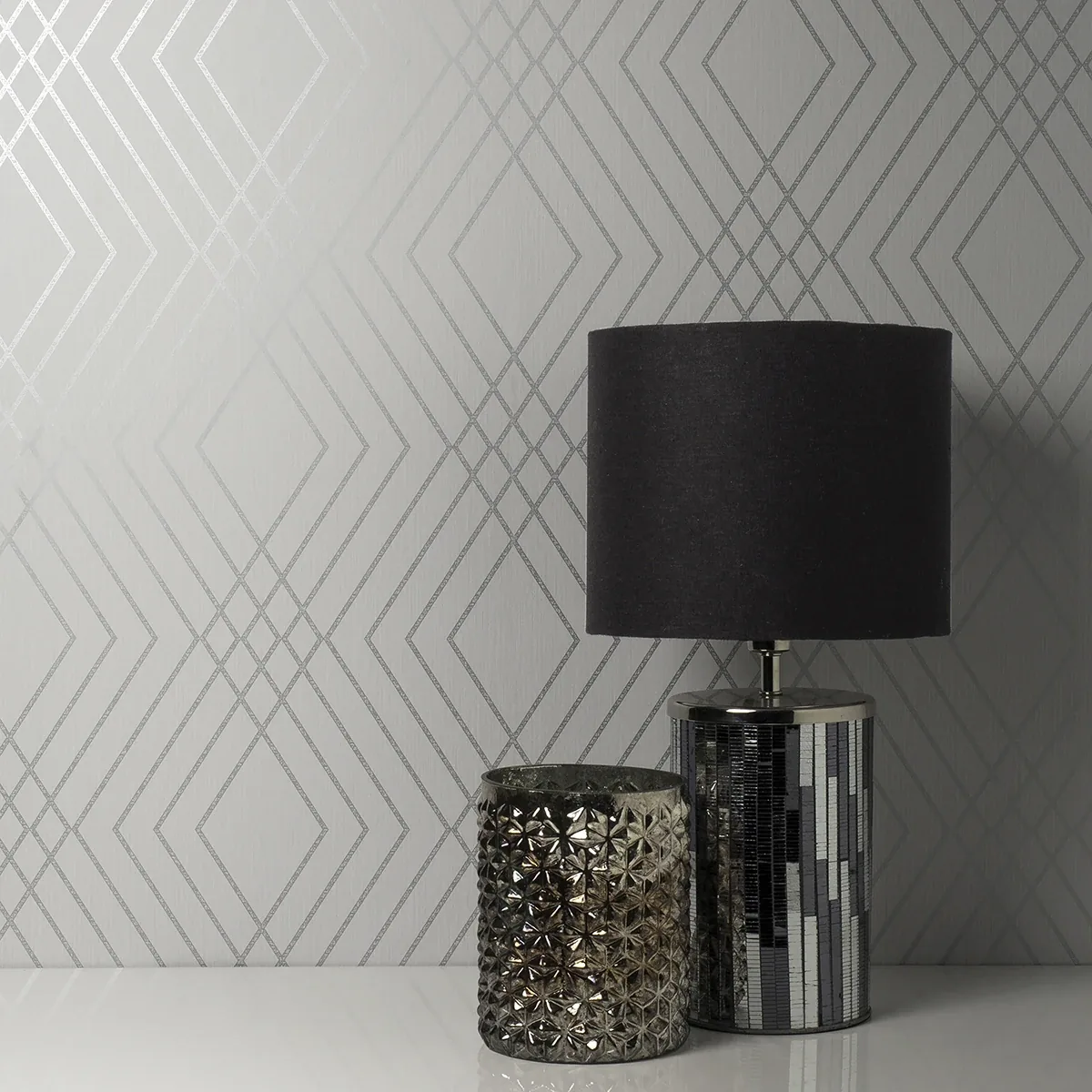 Brewster Home Fashions Shard Silver Trellis Wallpaper - SKU FD42603