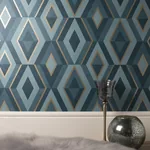 Brewster Home Fashions Shard Turquoise Geometric Wallpaper - SKU FD42609