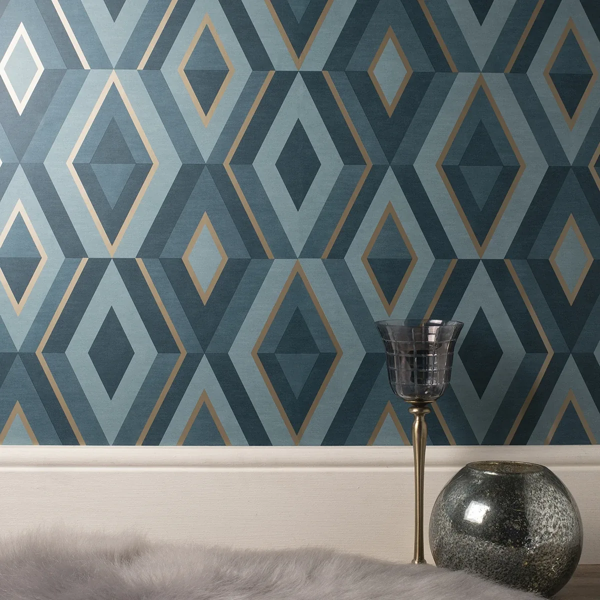 Brewster Home Fashions Shard Turquoise Geometric Wallpaper - SKU FD42609