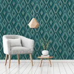 Brewster Home Fashions Shard Turquoise Geometric Wallpaper - SKU FD42609
