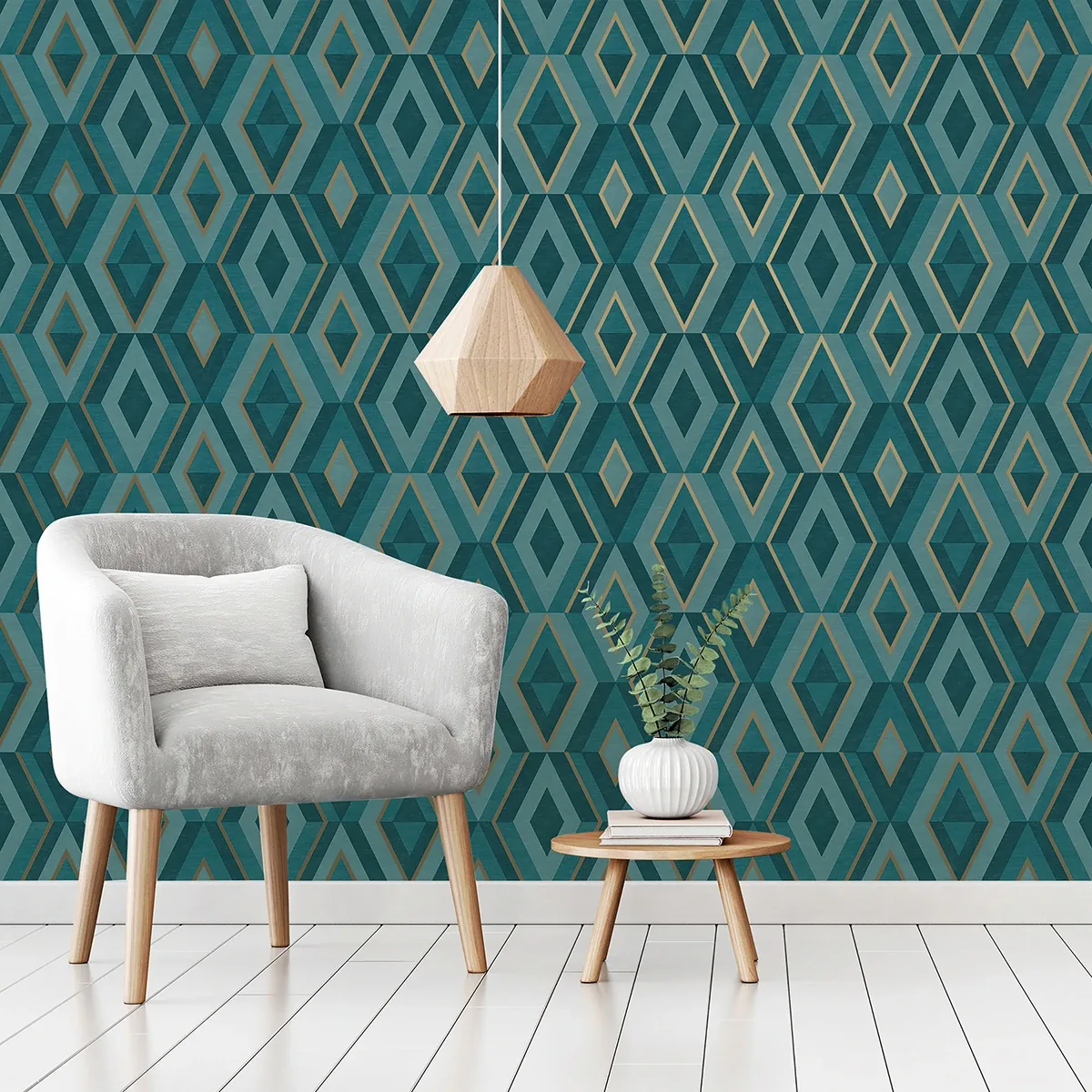 Brewster Home Fashions Shard Turquoise Geometric Wallpaper - SKU FD42609