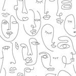 Brewster Home Fashions Sharona White Line Art Faces Wallpaper - SKU DD139145
