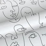 Brewster Home Fashions Sharona White Line Art Faces Wallpaper - SKU DD139145