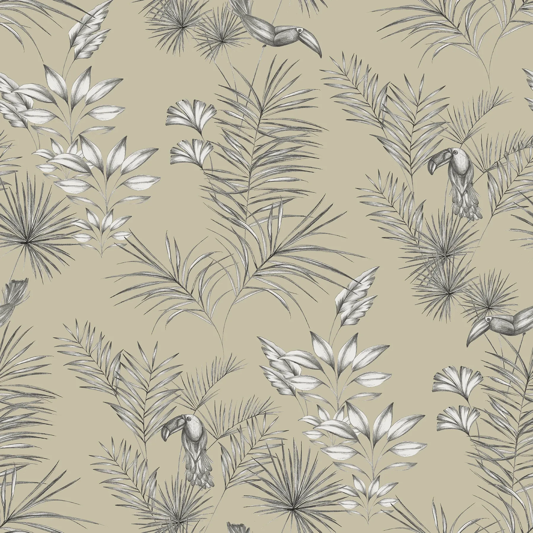 WLD53112W | Shelly Grey Toucan Toile Wallpaper