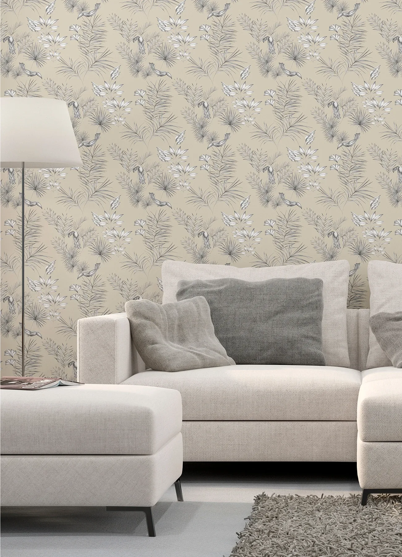 Brewster Home Fashions Shelly Grey Toucan Toile Wallpaper - SKU WLD53112W