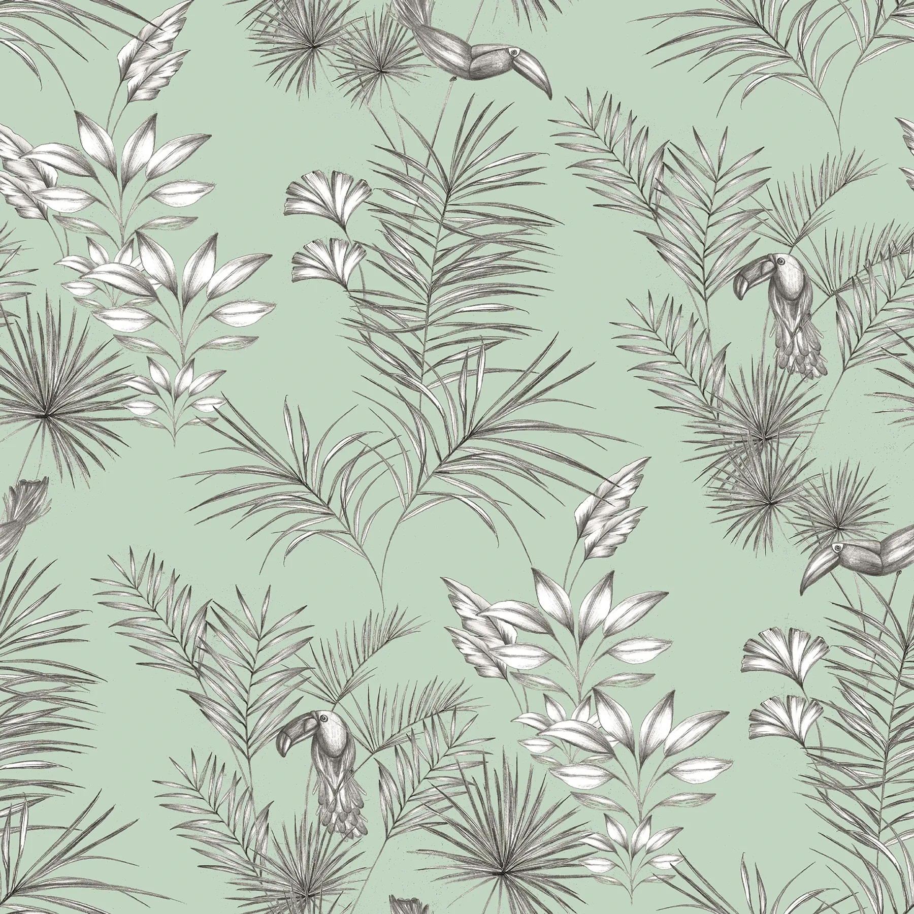 Brewster Home Fashions Shelly Mint Toucan Toile Wallpaper - SKU WLD53113W