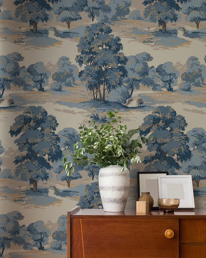 Brewster Home Fashions Sherwood Blue Glade Wallpaper - SKU 4164-M1830