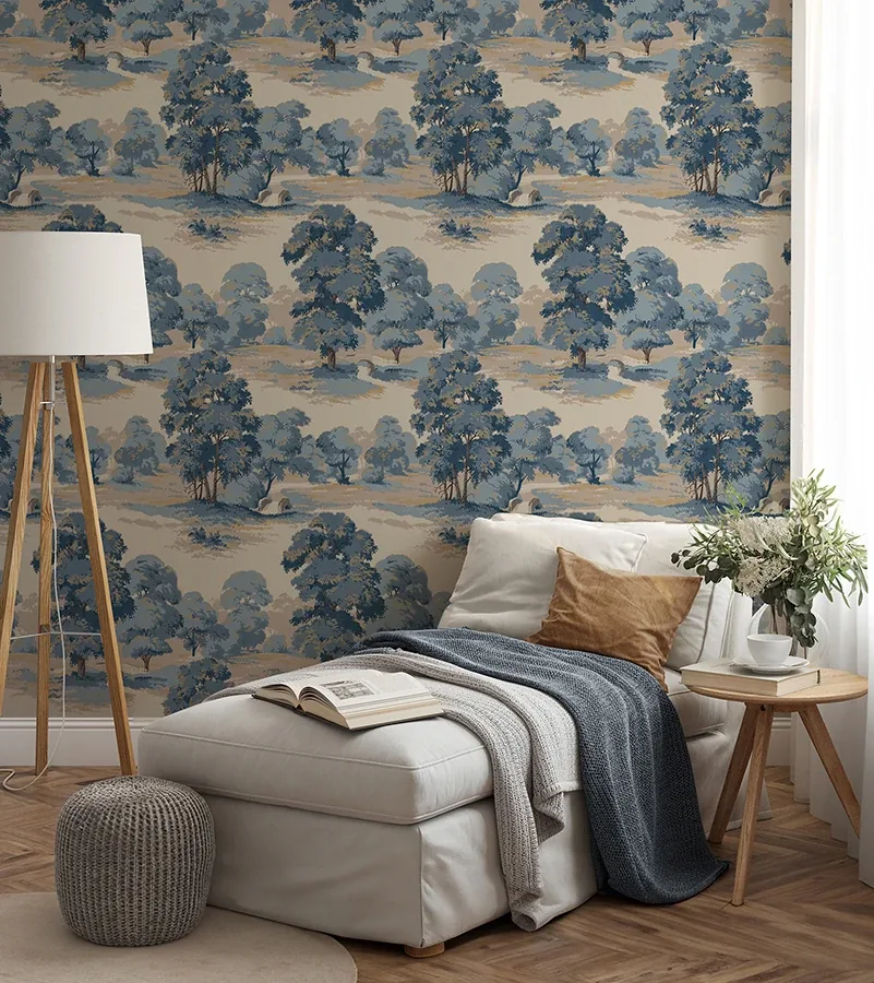 Brewster Home Fashions Sherwood Blue Glade Wallpaper - SKU 4164-M1830