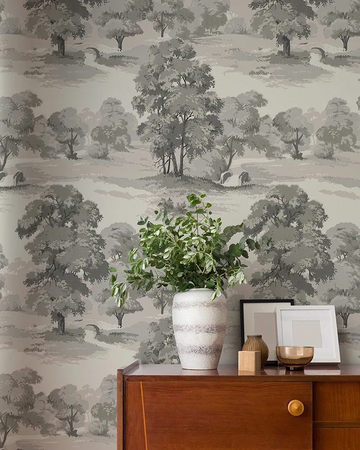 Brewster Home Fashions Sherwood Grey Glade Wallpaper - SKU 4164-M1831