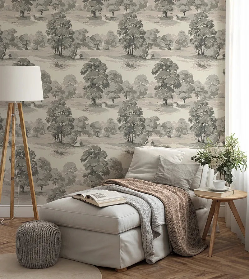 Brewster Home Fashions Sherwood Grey Glade Wallpaper - SKU 4164-M1831