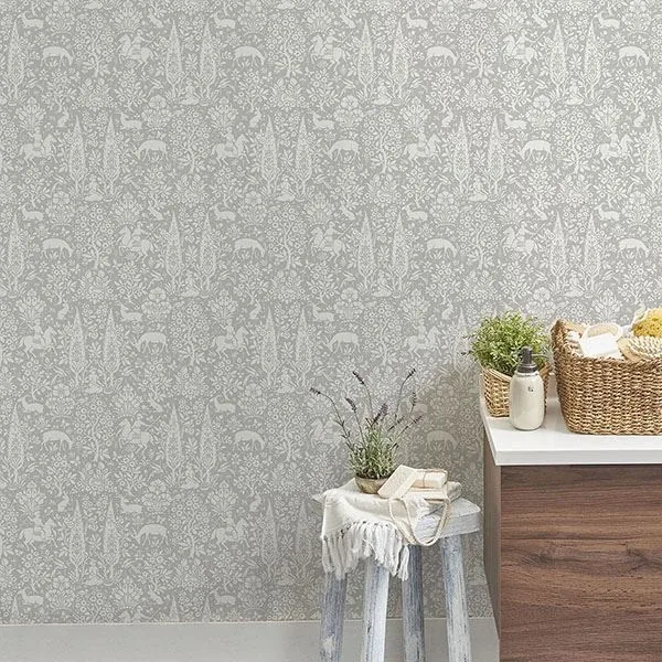 Brewster Home Fashions Sherwood Light Grey Woodland Wallpaper - SKU M1168