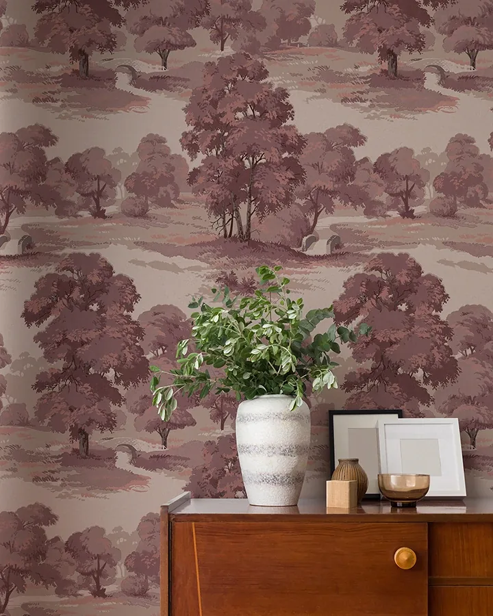 Brewster Home Fashions Sherwood Merlot Glade Wallpaper - SKU 4164-M1828