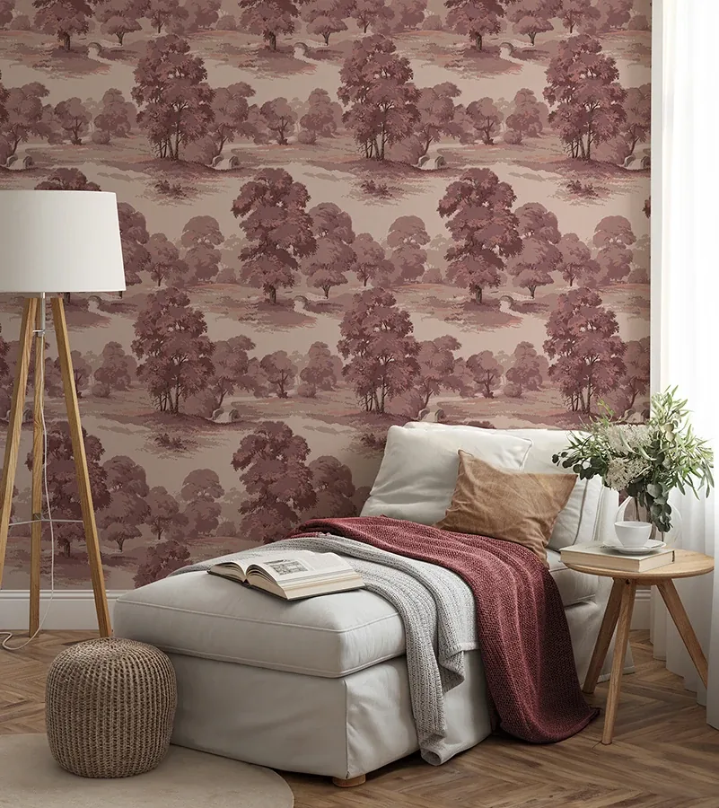 Brewster Home Fashions Sherwood Merlot Glade Wallpaper - SKU 4164-M1828