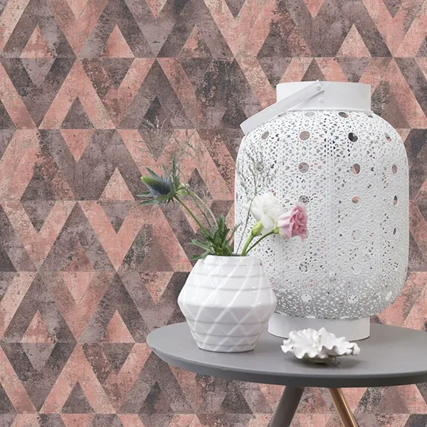 Brewster Home Fashions Shikhar Raspberry Geometric Wallpaper - SKU RH535532