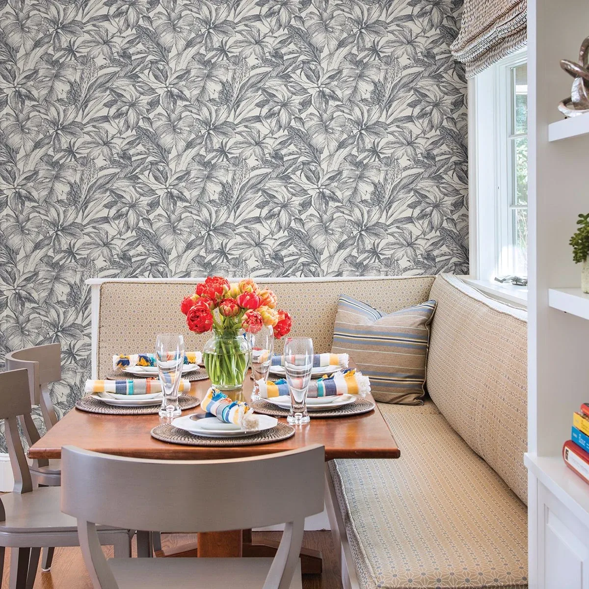 Brewster Home Fashions Simone Denim Tropical Wallpaper - SKU 2910-2741