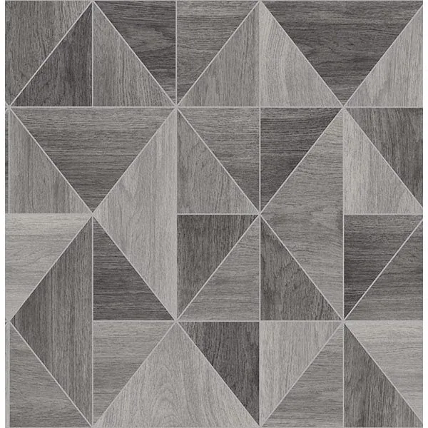 2814-24963 | Simpson Grey Geometric Wood Wallpaper