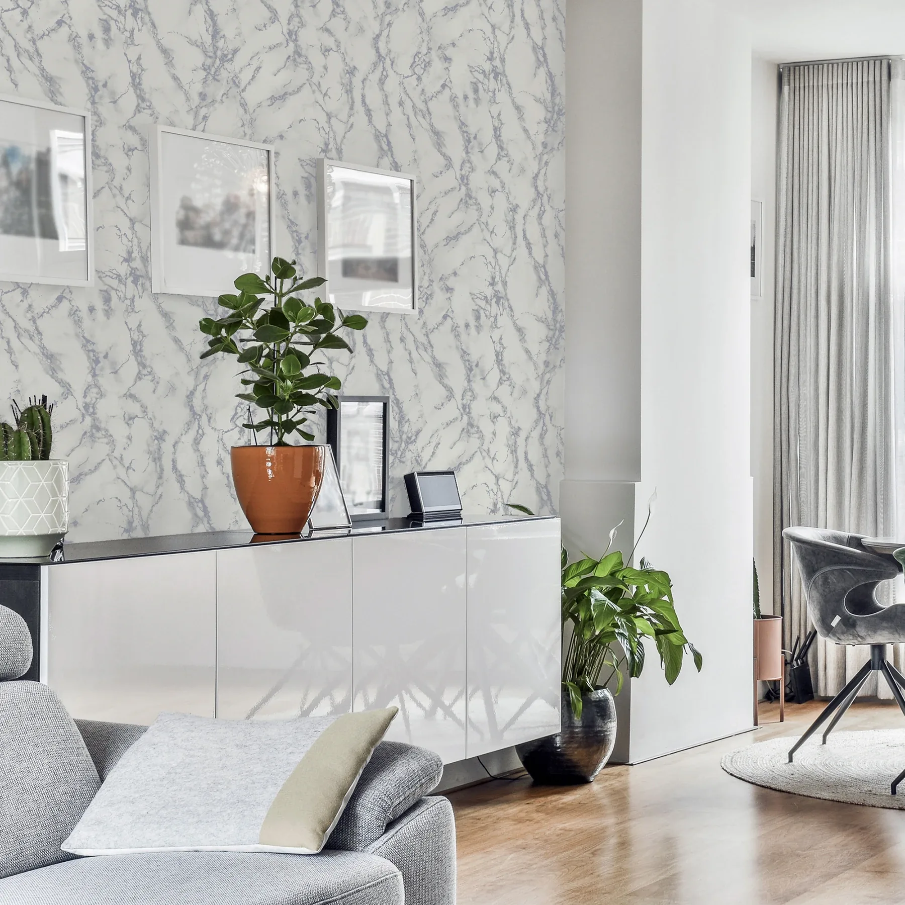 Brewster Home Fashions Siward White Metallic Marble Wallpaper - SKU AH296701