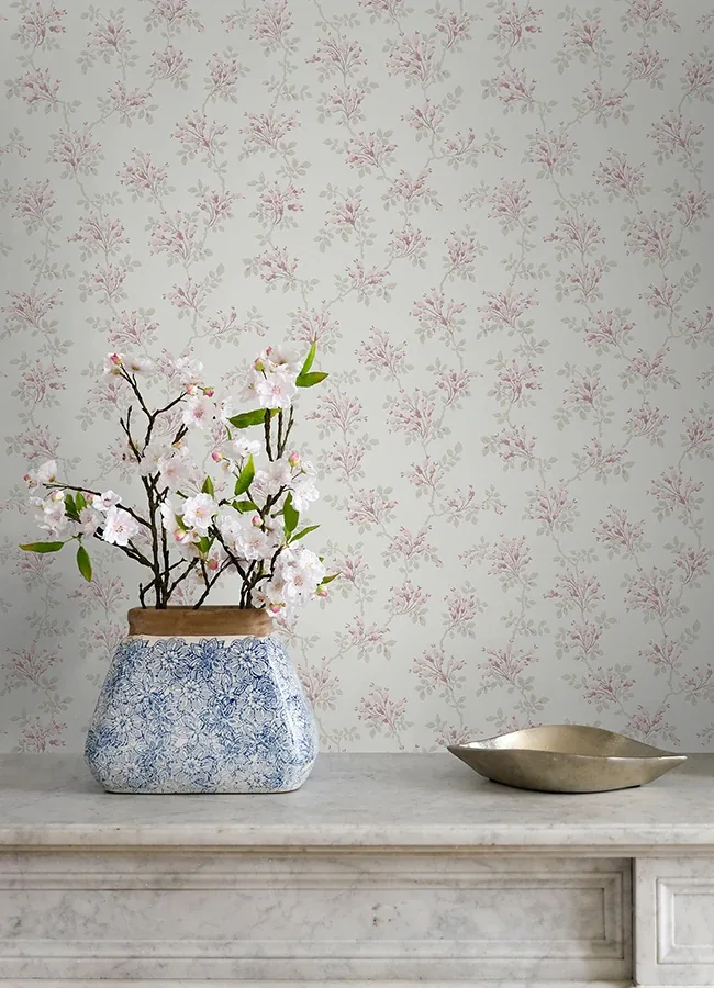 Brewster Home Fashions Sofiane Pink Botanical Trail Wallpaper - SKU 4072-70038